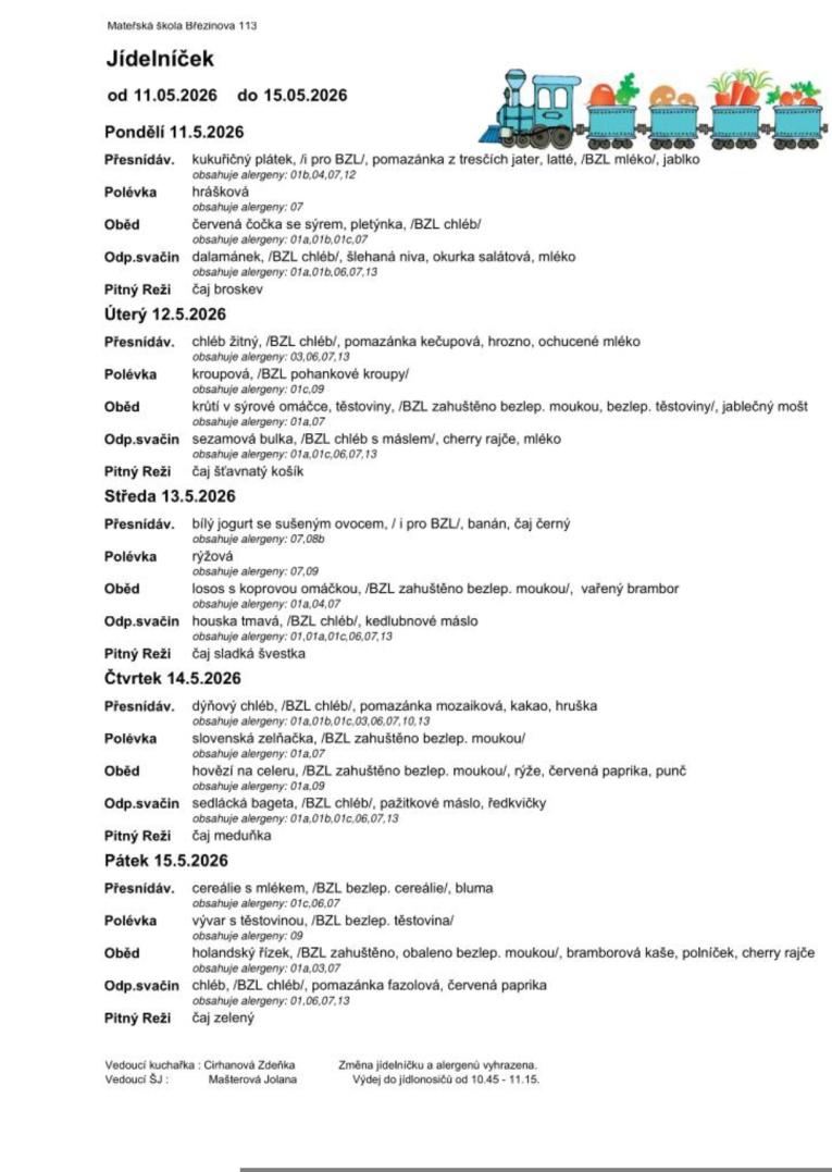 Jídelníček 11.5. - 15.5. 2026